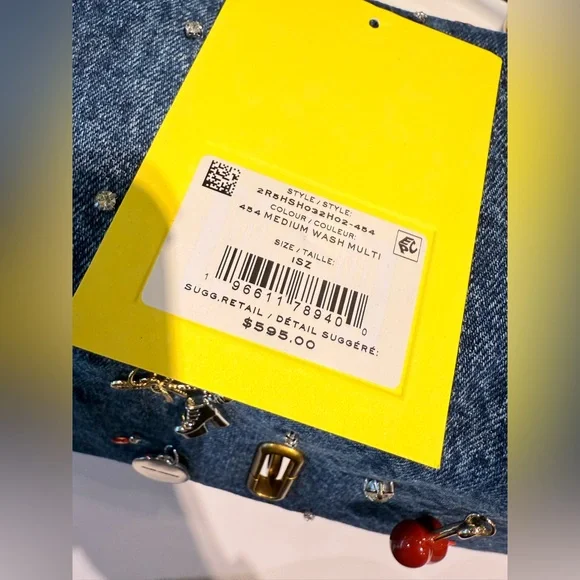 NWT Marc Jacobs the trinket charm denim large dual bag - Picture 7 of 8